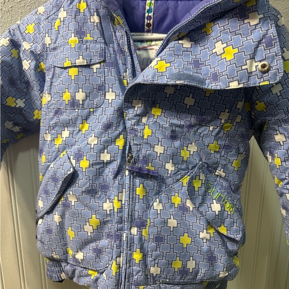 Burton Kids Dryride Geometric purple and Yellow snowboarding ski coat Jacket